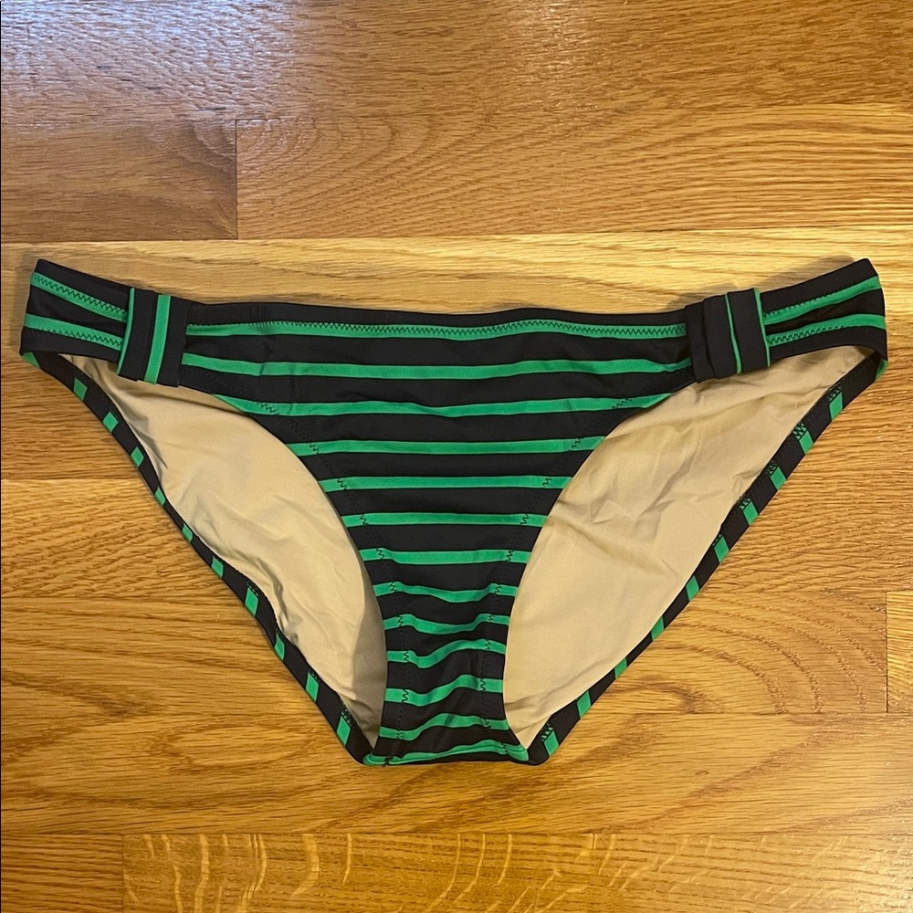 J.Crew Green and Navy Striped Bikini Bottom